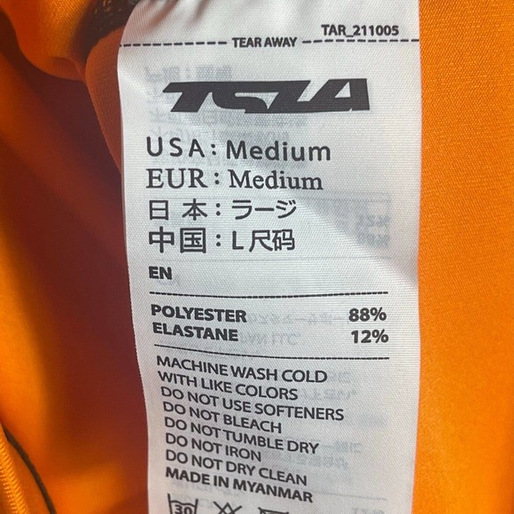 TSLA Mens M‎ Athletic T shirt Stretch UPF50+ Orange Mock Neck NWT - Picture 9 of 13